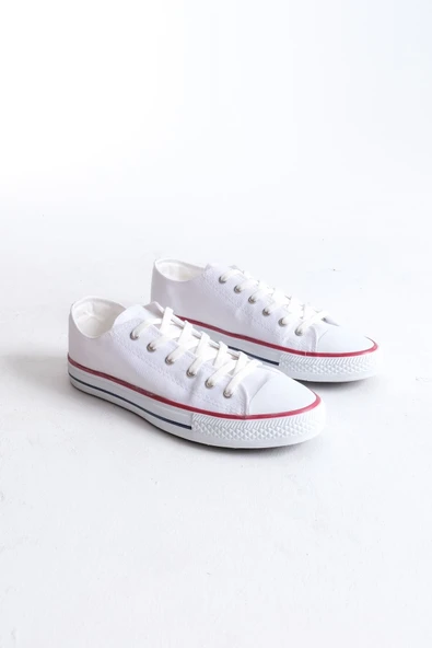 JET-0422 Luke Bağcıklı Keten Kumaş Erkek Günlük Sneaker Ayakkabı KBT - Beyaz - Resim 4