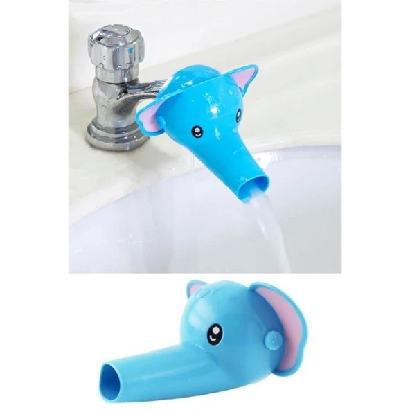 BUFFER® Çocuklar İçin Eğitici ve Güvenli Musluk Uzatıcı Genişletici Başlık Aparatı Fil Figürlü - Resim 7