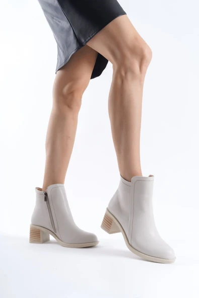 JET-LARISSA Fermuarlı Ortopedik Taban TopukluKadın Bot  CKT - Krem ürün görseli