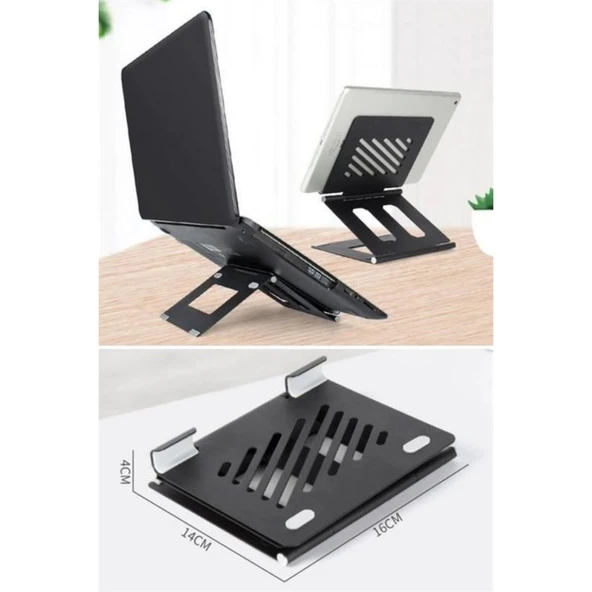 Buffer®  Ayarlanabilir Metal Dizüstü Destek Tabanı Katlanabilir Taşınabilir Laptop Sehpası Standı - 6