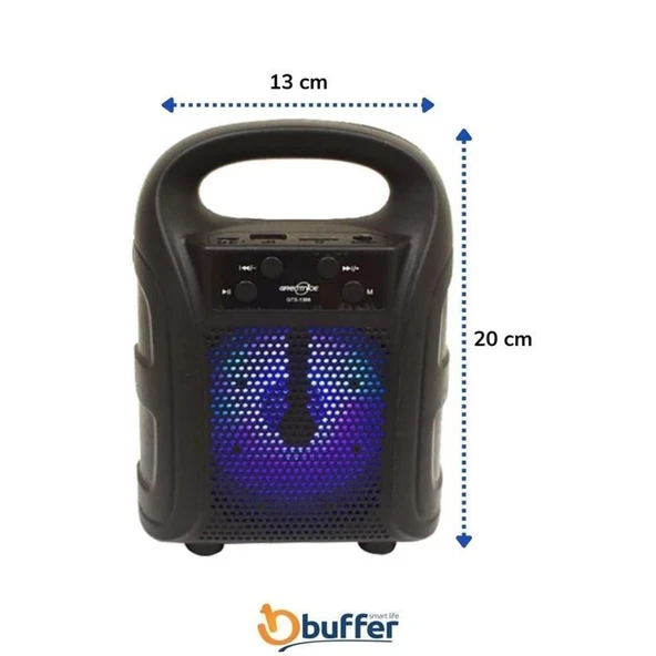 Tutmalı Mini Hoparlör Işıklı Taşınabilir Bluetooth Wireless Radyolu Sd Kart ve USB Girişli Hoparlör - 8