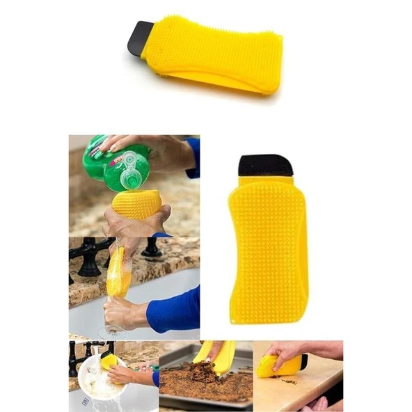 BUFFER® Çok Fonksiyonlu Deterjan Hazneli Pratik Bulaşık Yıkama Fırçası - 8