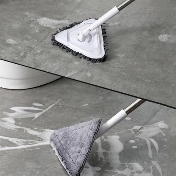 BUFFER® Teleskopik Saplı 150 cm Üçgen Mop Cam Duvar Tavan Fayans Parke Temizleyici Mop - 2