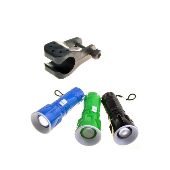 BUFFER® Pilli Zoomlu Ledli Bisiklet Ön Farı El Feneri Aydınlatma Lambası - 2