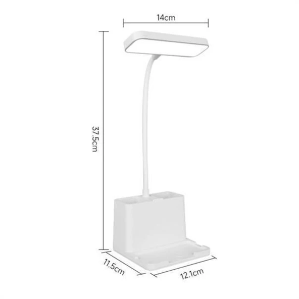 BUFFER® Kalemlikli USBli Dokunmatik 3 Kademeli 360 Derece Özel Göz Korumalı led Lityum Masa Lambası - 4