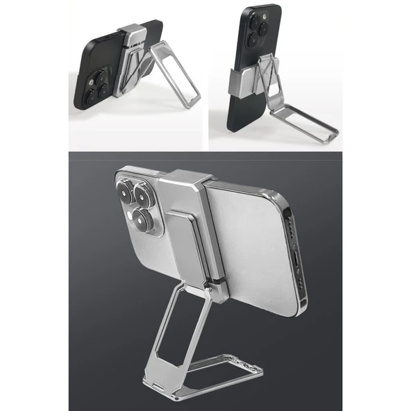 BUFFER®  360 derece Dönen Tüm Telefon Tipleri İle Uyumlu Metal Telefon Standı Braket - 7
