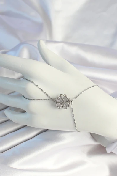 316L Çelik Zincirli Gümüş Renk Dönen Yonca Şahmeran