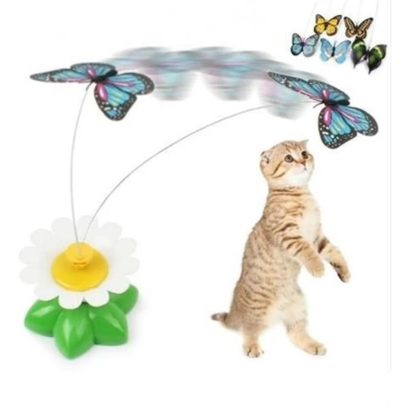 BUFFER® Hareketli Dönen Kelebek - Kedi Oyuncağı ( Pille Çalışır) - 6