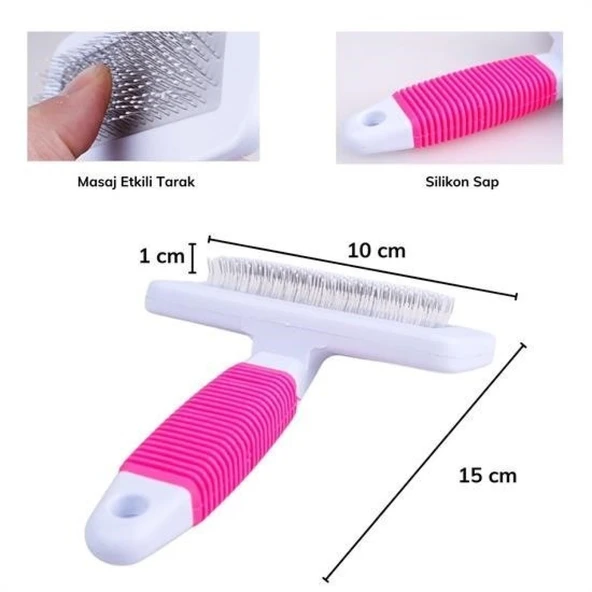 BUFFER® Kedi Köpek Telli Küçük Boy Tüy Bakım Seti Evcil Hayvan Tarama Fırçası - 6