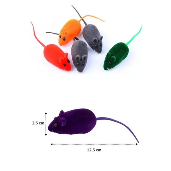 BUFFER® 2li Evcil Hayvan Eğitim Sevimli Elastik Kedi Fare Yakalama İnteraktif Sesli Eğitim Oyuncağı - 7