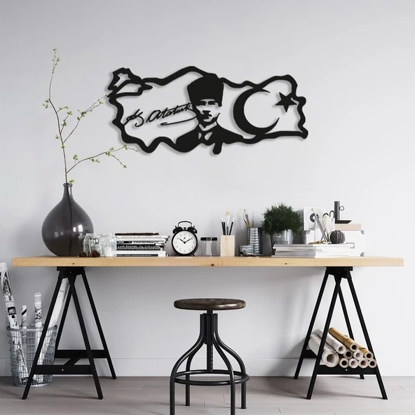 Atatürk ve Harita Dekoratif dekor tablo