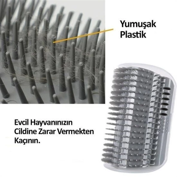 BUFFER®  Pratik Kedi Tüyü Kaşıma Ve Tarama Aparatı Duvara Monte Kaşıma Aleti - 3