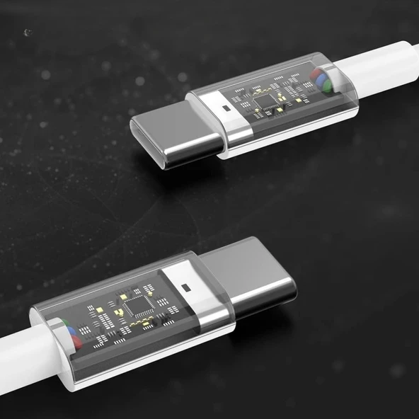 BUFFER® Apple 15/15 Pro Type-C to Type-C Hasır Örgü Hızlı Şarj Kablosu (1m) - 3