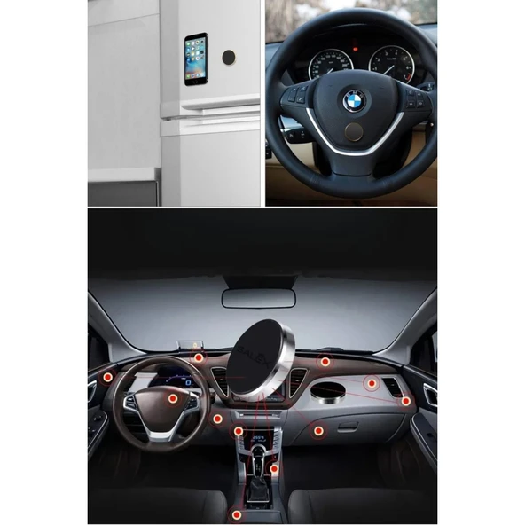 BUFFER® Tüm Modellerle Uyumlu Manyetik Araç İçi Telefon Tutucu Çok Amaçlı Güçlü Mıknatıs Tutucu - 7