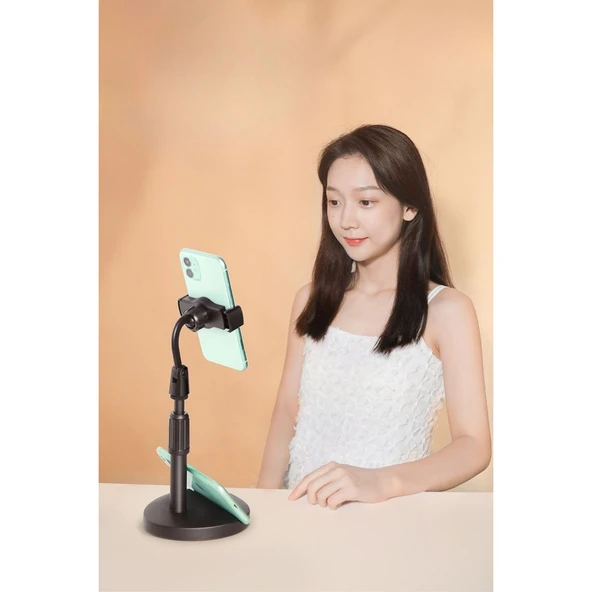 BUFFER® Masa Üstü Tablet ve Telefon Tutucu Plastik Aparat Siyah Telefon Standı - 7