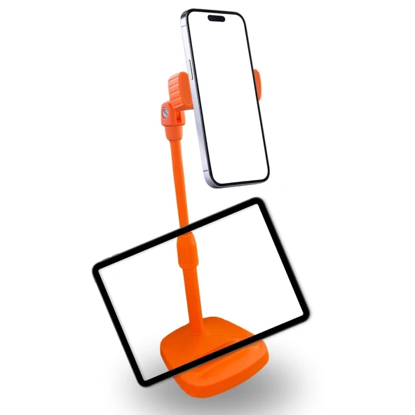BUFFER® Masa Üstü Tablet ve Telefon Tutucu Plastik Aparat Turuncu Telefon Standı - 7