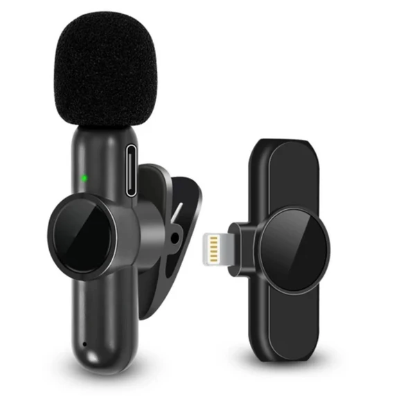 BUFFER® Type C Uyumlu İphone Dönüştürücülü Kablosuz Yaka Mikrofonu Android ve İphone Uyumlu Mini Mikrofon - 3