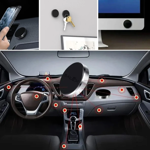 BUFFER® Tüm Modellerle Uyumlu Manyetik Araç İçi Telefon Tutucu Çok Amaçlı Güçlü Mıknatıs Tutucu - 5