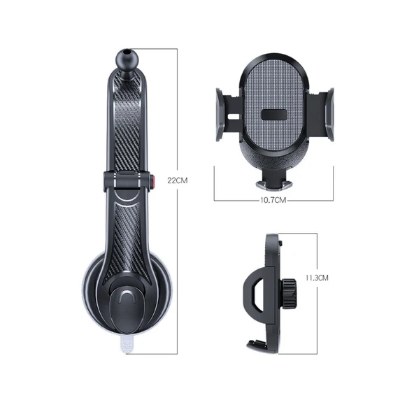 BUFFER® Güçlü Vantuzlu Araç İçi Konsol Üstü Telefon Tutucu Aparat - 8