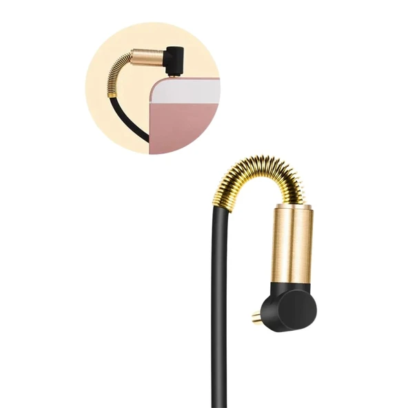 BUFFER®  3.5mm AUX Kablosu Jak Erkek Erkek L Tipi 1 Metre Ses Aktarım Kablosu - 8