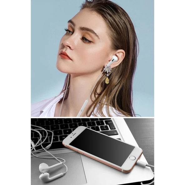 BUFFER® İphone Ucu Çıkışlı Pop Up Kulakiçi Yumuşak Kontrol Tuşlu Kulaklık - 8