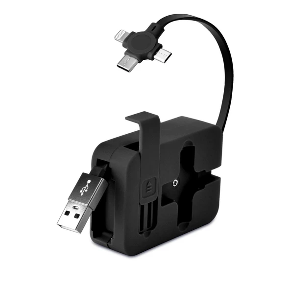 BUFFER® Cep Tipi Telefon Tutuculu Makaralı Uzayıp Kısalabilen 3'ü 1 Arada USB Şarj Kablosu - 6