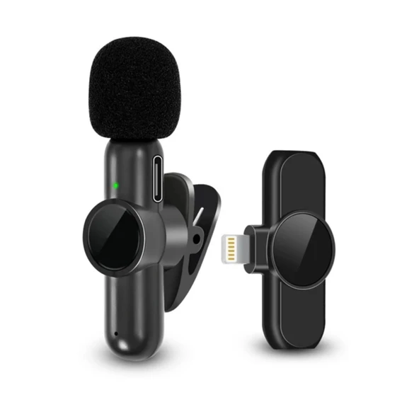 BUFFER® Type C Uyumlu İphone Dönüştürücülü Kablosuz Yaka Mikrofonu Android ve İphone Uyumlu Mini Mikrofon - 8