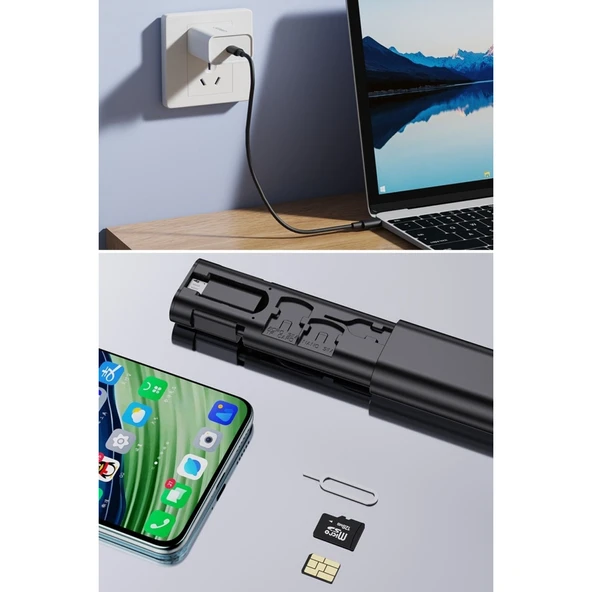 BUFFER® Cep Tipi 60W Bas Aç Type-C,İphone Şarj,Micro USB Hızlı Şarj Data Kablo Seti - 8