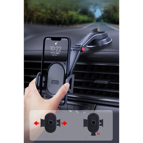 BUFFER® Güçlü Vantuzlu Araç İçi Konsol Üstü Telefon Tutucu Aparat - 7