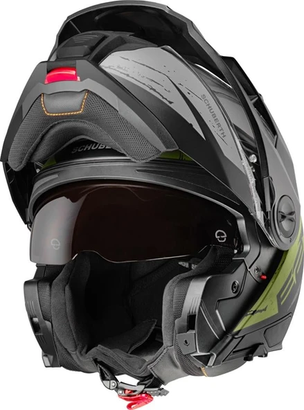 SCHUBERTH E2 EXPLORER GREEN ÇENE AÇILIR SİPERLİKLİ MOTOSİKLET KASKI - Resim 5