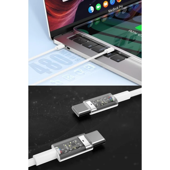 BUFFER® Apple 15/15 Pro Type-C to Type-C Hasır Örgü Hızlı Şarj Kablosu (1m) - 7