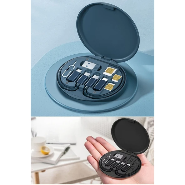 BUFFER® 60w Destekli Kablo Kutusu Seyahat Kablo Seti 5'i 1 arada USB Type-C Şarj Kablosu Seti - 7