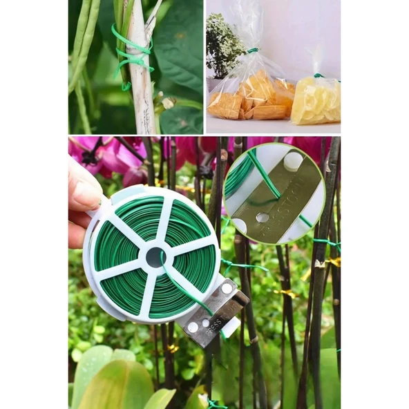 BUFFER® 50 Metre Kendiliğinden Kesici Bıçaklı Bitki Saksı Kablo Sabitleme Teli - 7