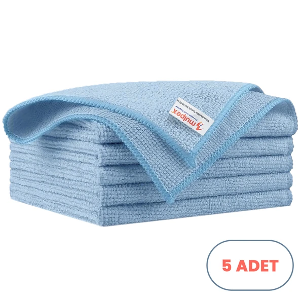 Mulpex Mikrofiber Temizlik Bezi 5 Adet - 40x40 cm, 375 GSM, Parlak Dokulu, 60 gr ±2, Yüksek Emici, İz Bırakmaz ürün görseli 1