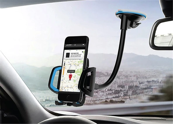 Hytech HY-XH20 Vantuz + Braketi 360 Derece Siyah-Mavi Telefon Tutucu - Resim 2