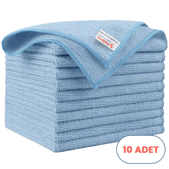 Mulpex Mikrofiber Temizlik Bezi 10 Adet - 40x40 cm, 375 GSM, Parlak Dokulu, 60 gr ±2, Yüksek Emici, İz Bırakmaz ürün görseli 1