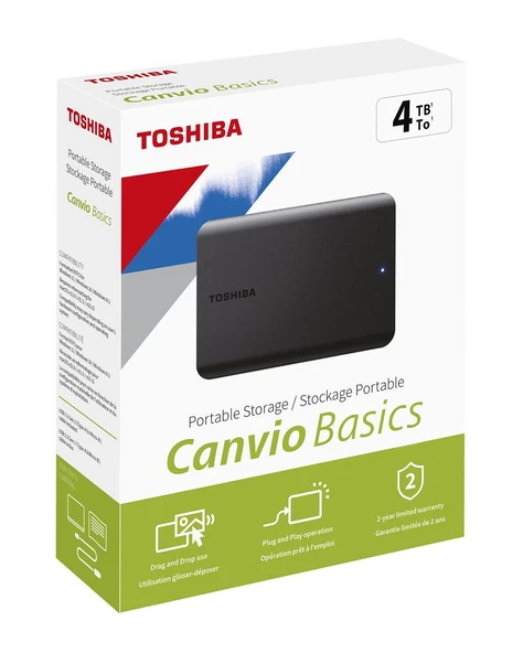 Toshiba 4TB Canvio Basic 2.5" Gen1 USB 3.2 Harici Harddisk (HDTB540EK3CA) ürün görseli