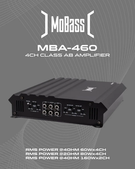 MOBASS MBA-460-4X60W RMS-KALİTELİ 4 KANAL YER KAPLAMAYAN YENİ NESİL ANFİ - 1