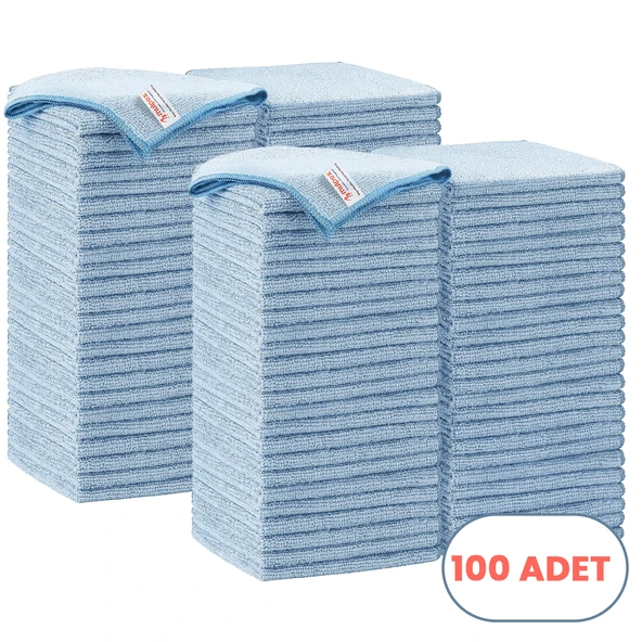 Mulpex Mikrofiber Temizlik Bezi 100 Adet - 40x40 cm, 375 GSM, Parlak Dokulu, 60 gr ±2, Yüksek Emici, İz Bırakmaz
