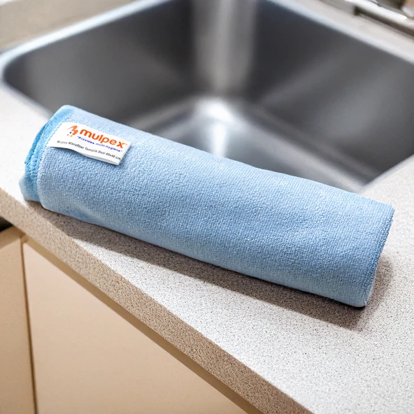 Mulpex Mikrofiber Temizlik Bezi 200 Adet - 40x40 cm, 375 GSM, Parlak Dokulu, 60 gr ±2, Yüksek Emici, İz Bırakmaz - 4