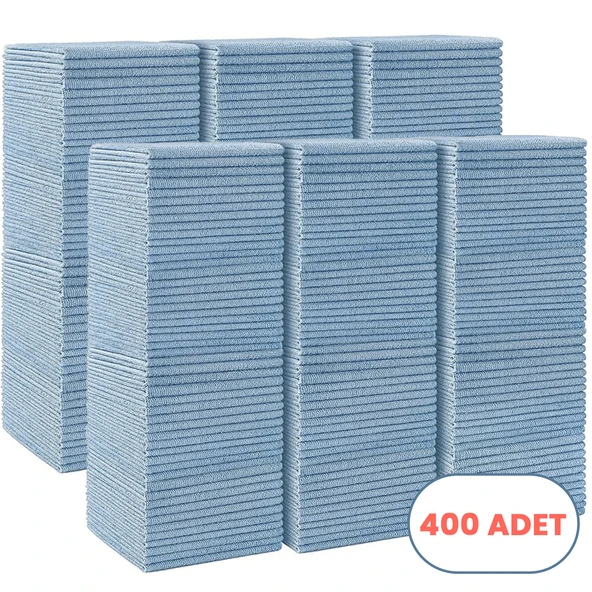 Mulpex Mikrofiber Temizlik Bezi 400 Adet - 40x40 cm, 375 GSM, Parlak Dokulu, 60 gr ±2, Yüksek Emici, İz Bırakmaz