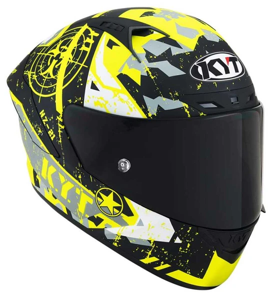 KYT NZ RACE KASK BLAZING MATT YELLOW - Resim 2