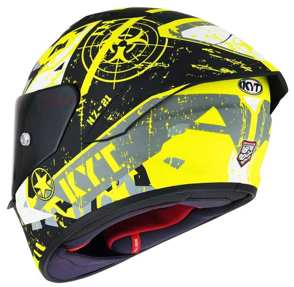 KYT NZ RACE KASK BLAZING MATT YELLOW - Resim 3