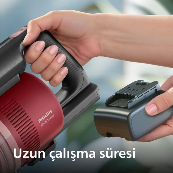 Philips 6000 Serisi Kablosuz Dikey Süpürge, PowerCyclone 11, 64 Dakika Kullanım Süresi, Zemin Tipini Algılayan Akıllı Başlık, Aksesurlar ile Derinlemesine Temizlik, 5 Yıl Garanti (XC6552/01) - Resim 3