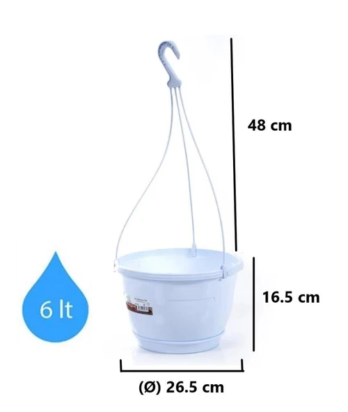 Omnipazar SO-SM03 Safir Makrome Askılı Balkon Saksı 6 lt Beyaz 6 Adet - Resim 2