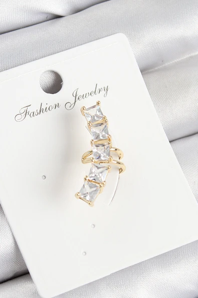 Pirinç Zirkon Taşlı Model Gold Renk Sağ Kıkırdak Küpe - TJ-BKP11000 ürün görseli 1