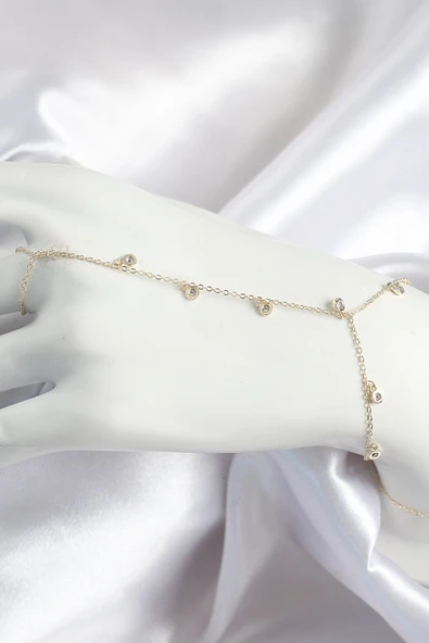 Pirinç Zirkon Taşlı Sallantılı Model Gold Renk Kadın Şahmeran - 1