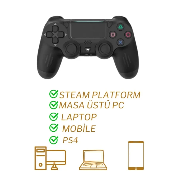 Ps4 Kol Wireless Bt Kablosuz Oyun Kolu Ps4 Joystick Tablet Telefon Pc Uyumlu Titreşimli Oyun Kolu - 2