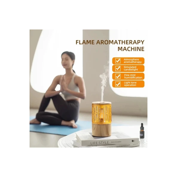 Mum Işığı Görünümlü Taşınabilir 125ml Kapasiteli Işıklı Aroma Yayıcı Hava Nemlendirici - 3