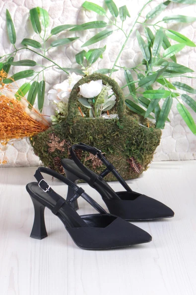 Fort 018-505 Fls Saten Önü Kapalı Arkası Açık Topuklu Kadın Ayakkabı - Resim 5